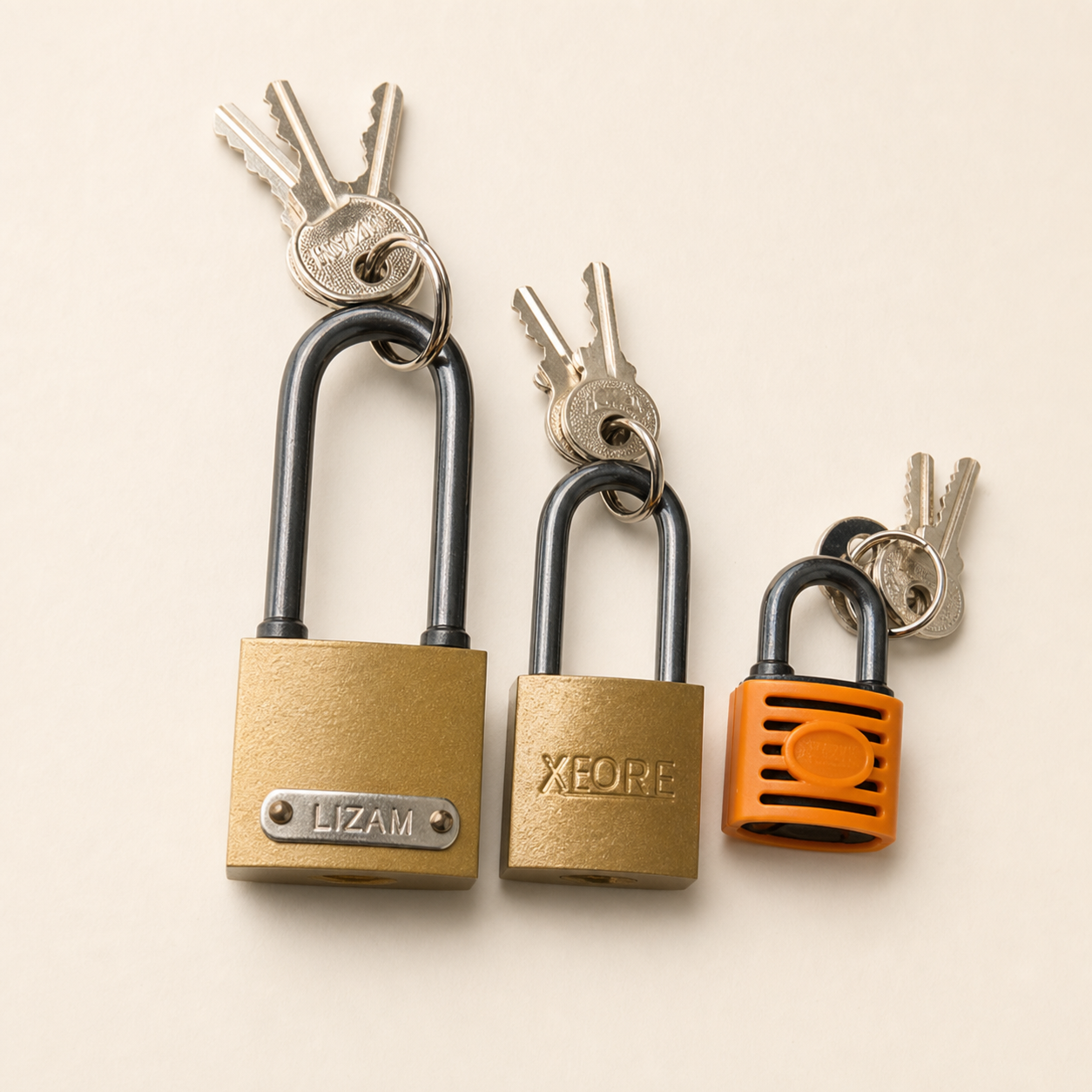 Tiny, small, and medium padlocks with keys for NYSC camp storage