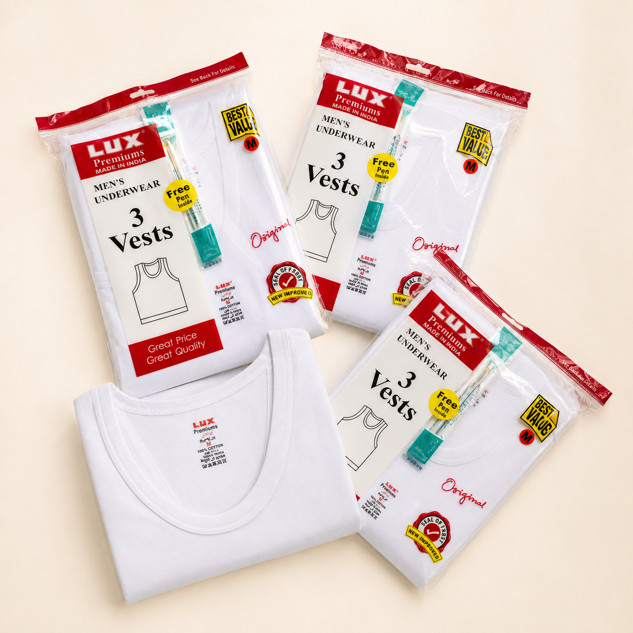 White Lux 3-in-1 singlet pack for NYSC orientation camp